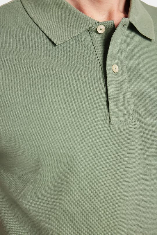 Erkek Slim Fit Dar Kesim %100 Pamuk Yeşil Polo Yaka Tişört