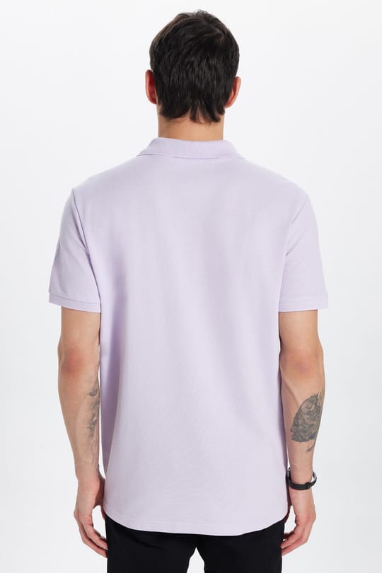 Erkek Slim Fit Dar Kesim %100 Pamuk Lila Polo Yaka Tişört