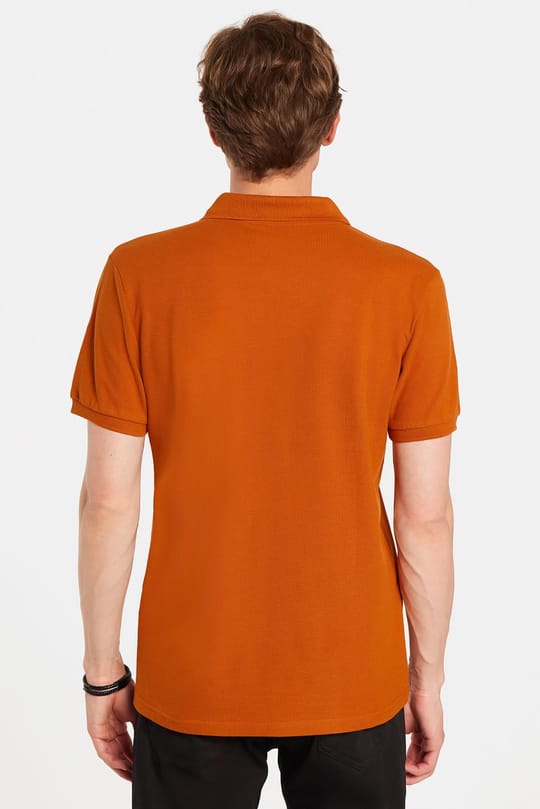 Erkek Slim Fit Dar Kesim %100 Pamuk Kiremit Polo Yaka Tişört