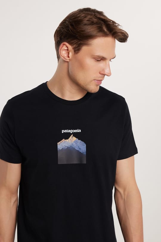 Erkek Slim Fit Dar Kesim %100 Pamuk Yumuşak Dokulu Baskılı Siyah Bisiklet Yaka Tişört