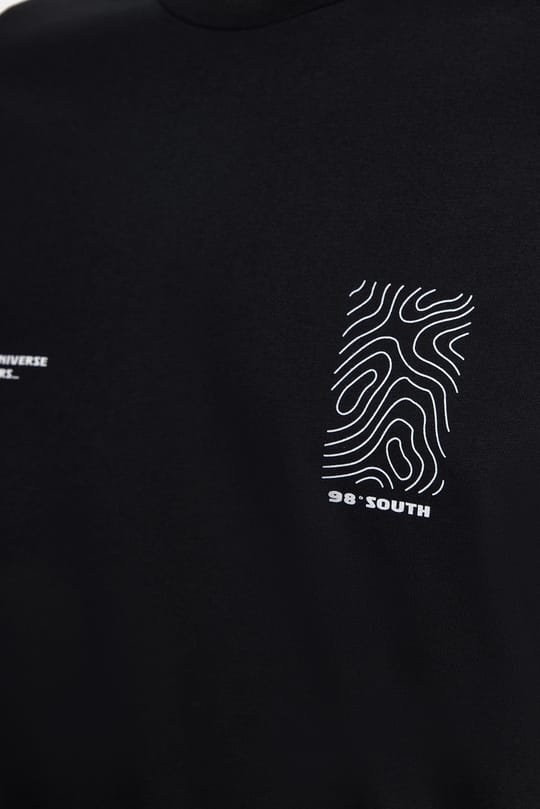 Erkek Slim Fit Dar Kesim %100 Pamuk Yumuşak Dokulu Baskılı Siyah Bisiklet Yaka Tişört
