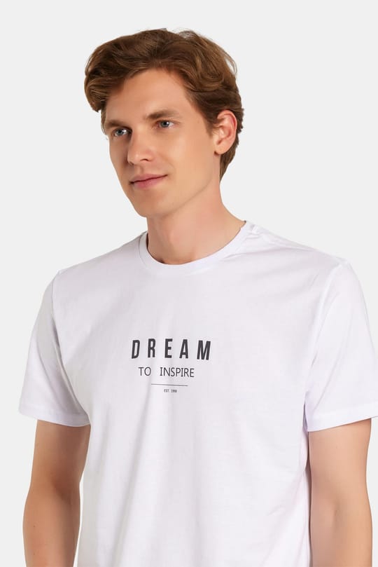 Erkek Slim Fit Dar Kesim %100 Pamuk Yumuşak Dokulu Baskılı Siyah Bisiklet Yaka Tişört