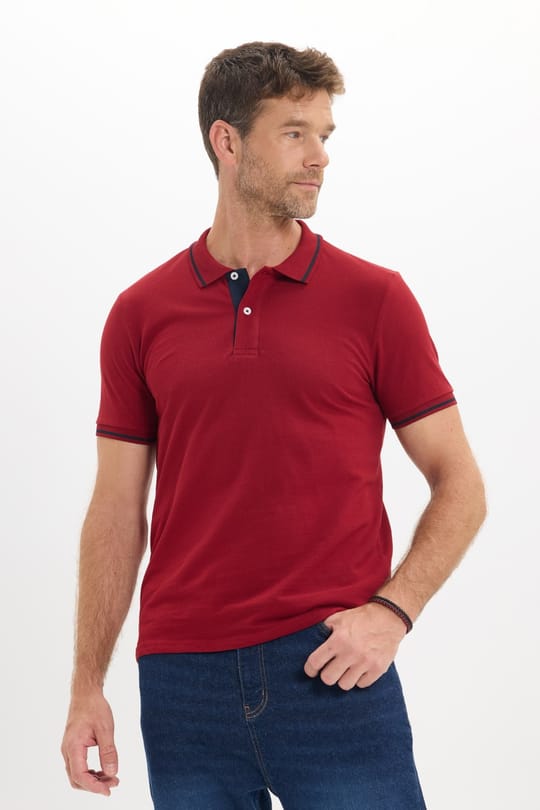 Erkek Slim Fit Dar Kesim %100 Pamuk Yumuşak Dokulu Serin Tutan Kumaş Düz Pike Bordo Polo Yaka Tişört