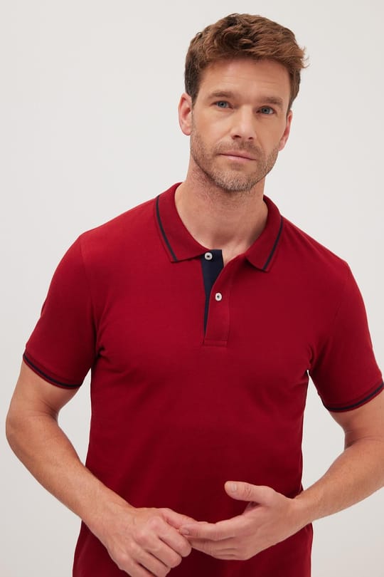 Erkek Slim Fit Dar Kesim Pamuklu Yumuşak Dokulu Serin Tutan Kumaş Düz Pike Polo Yaka Tişört