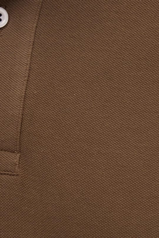 Erkek Slim Fit Dar Kesim %100 Pamuk Yumuşak Dokulu Serin Tutan Kumaş Pike Kahverengi Polo Yaka Tişört