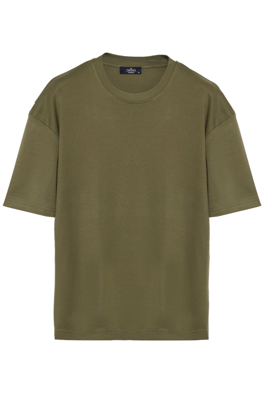 Unisex 3lü Paket Siyah-Gri-Yeşil Oversize Geniş Kesim %100 Pamuk Basic Bisiklet Yaka Tişört 3lü Tişört