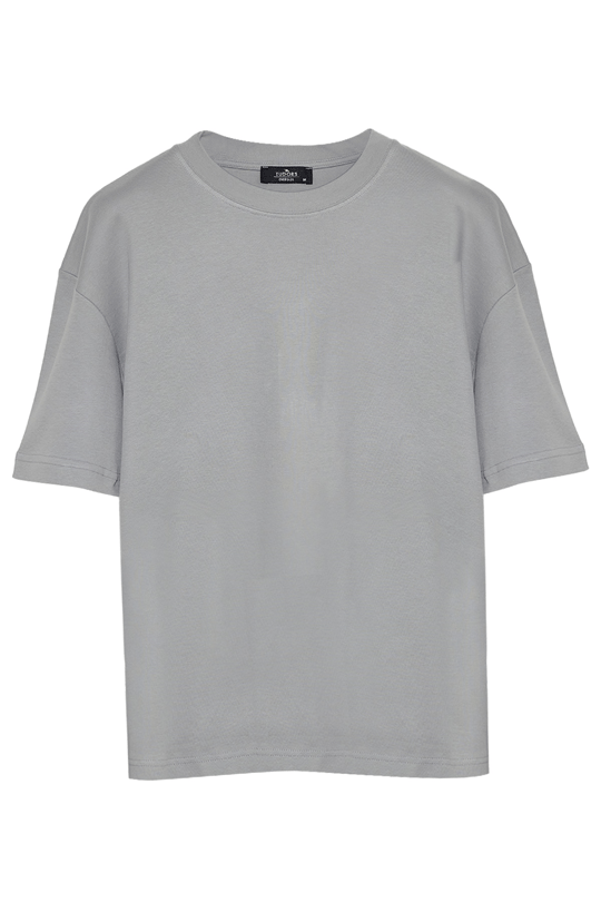 Unisex 3lü Paket Siyah-Gri-Yeşil Oversize Geniş Kesim %100 Pamuk Basic Bisiklet Yaka Tişört 3lü Tişört