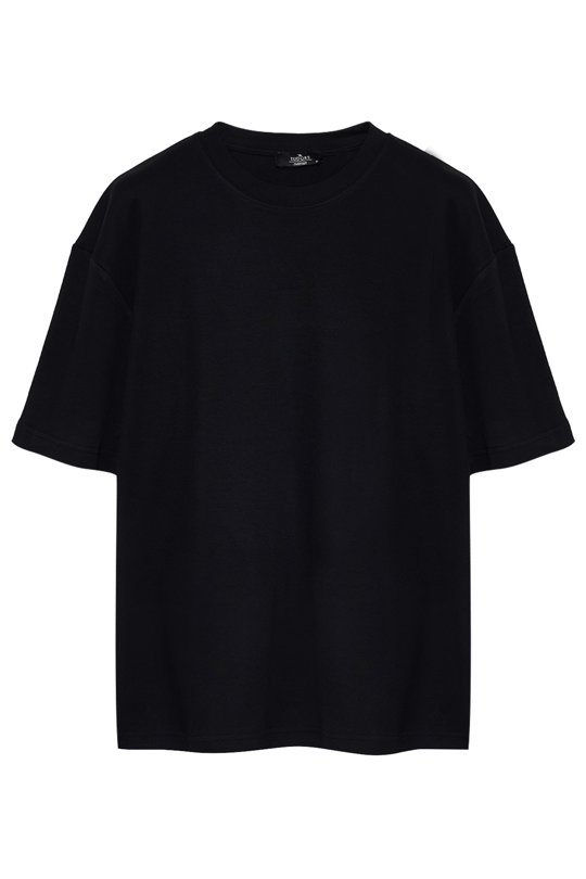 Unisex 3lü Paket Siyah-Gri-Yeşil Oversize Geniş Kesim %100 Pamuk Basic Bisiklet Yaka Tişört 3lü Tişört