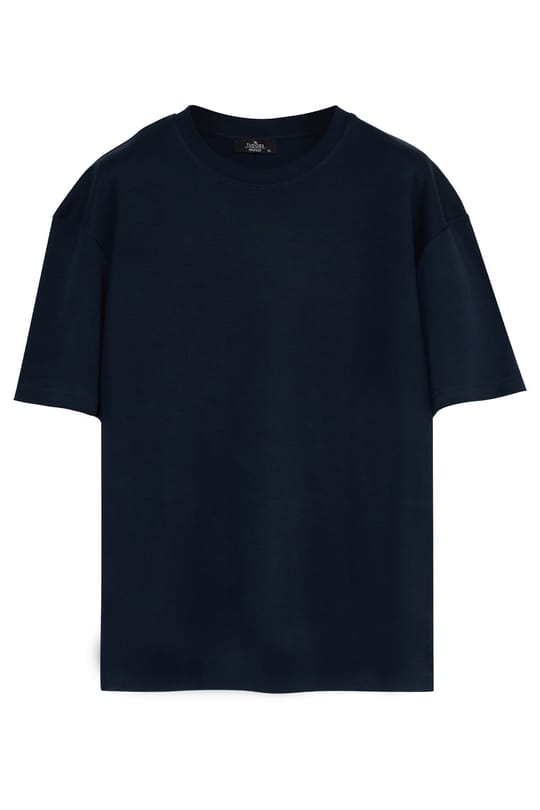 Unisex Oversize Geniş Kesim %100 Pamuk 3lü Paket Lacivert-Beyaz-Gri Bisiklet Yaka Tişört