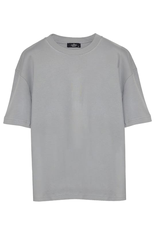 Unisex Oversize Geniş Kesim %100 Pamuk 3lü Paket Lacivert-Beyaz-Gri Bisiklet Yaka Tişört