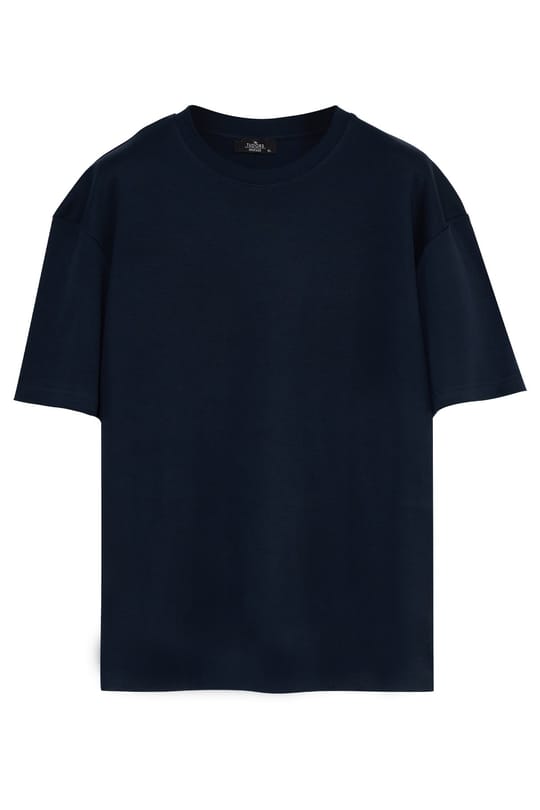 Unisex Oversize Geniş Kesim %100 Pamuk 3lü Paket Lacivert-Beyaz-Haki Bisiklet Yaka Tişört