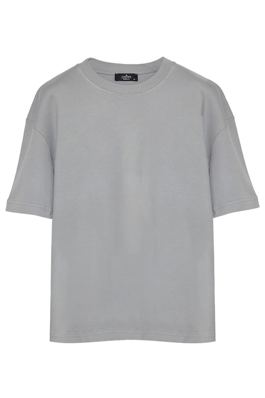Unisex Oversize Geniş Kesim %100 Pamuk 3lü Paket Siyah-Gri-Bordo Bisiklet Yaka Tişört