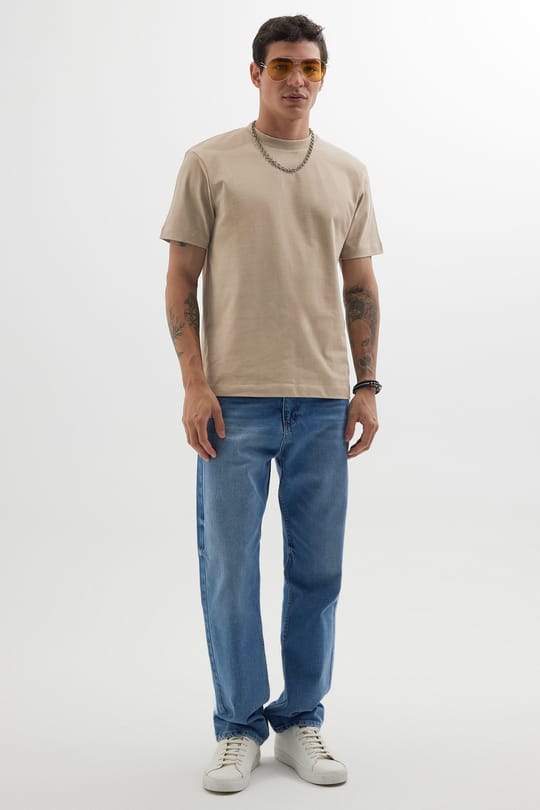 Unisex Regular Fit Rahat Kesim %100 Pamuk Bisiklet Yaka Gri Tişört