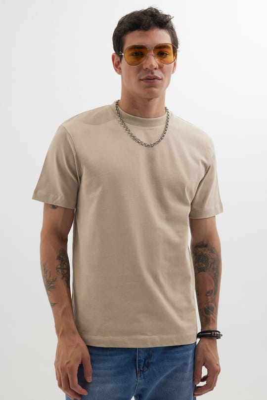 Unisex Regular Fit Rahat Kesim %100 Pamuk Bisiklet Yaka Gri Tişört