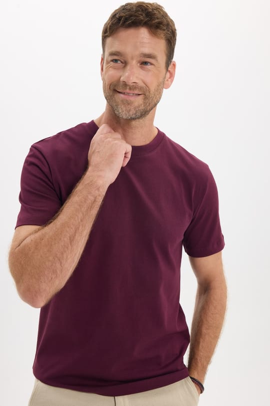 Unisex Regular Fit Rahat Kesim %100 Pamuk Bisiklet Yaka Bordo Tişört