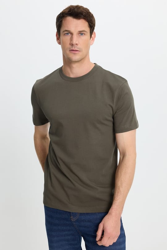 Unisex Regular Fit Rahat Kesim %100 Pamuk Bisiklet Yaka Taş Tişört
