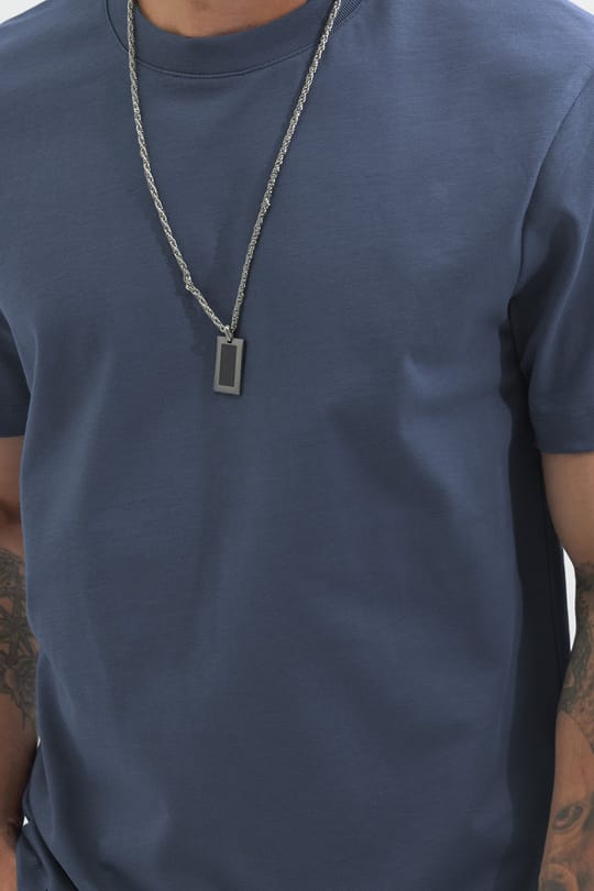 Unisex Regular Fit Rahat Kesim %100 Pamuk Bisiklet Yaka İndigo Tişört