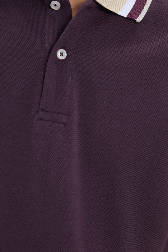 Erkek Slim Fit Dar Kesim %100 Pamuk Eflatun Polo Yaka Tişört