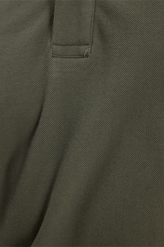 Erkek Slim Fit Dar Kesim %100 Pamuk Düz Pike Yaka ve Kol Detaylı Haki Polo Yaka Tişört
