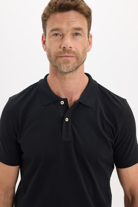 Erkek Slim Fit Dar Kesim Premium Seri %100 Pamuk Yumuşak Dokulu Merserize Siyah Polo Yaka Tişört