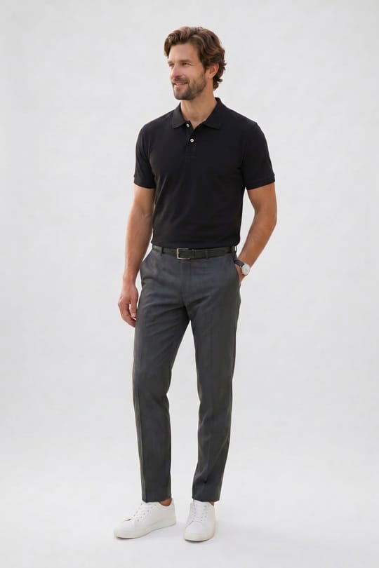 Erkek Slim Fit Dar Kesim Premium Seri %100 Pamuk Yumuşak Dokulu Merserize Siyah Polo Yaka Tişört