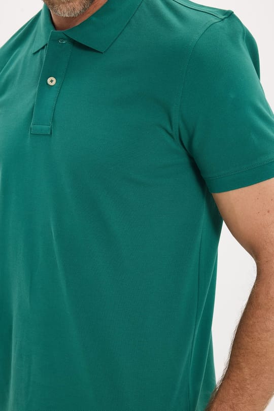 Erkek Slim Fit Dar Kesim Premium Seri %100 Pamuk Yumuşak Dokulu Merserize Yeşil Polo Yaka Tişört
