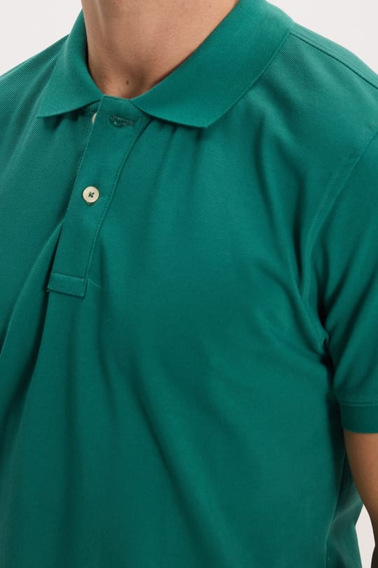 Erkek Slim Fit Dar Kesim Premium Seri %100 Pamuk Yumuşak Dokulu Merserize Yeşil Polo Yaka Tişört 