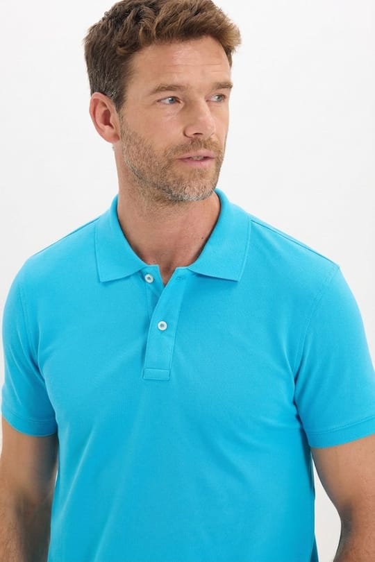 Erkek Slim Fit Dar Kesim Premium Seri %100 Pamuk Yumuşak Dokulu Merserize Mavi Polo Yaka Tişört