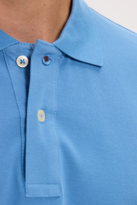 Erkek Slim Fit Dar Kesim Premium Seri %100 Pamuk Yumuşak Dokulu Merserize Mavi Polo Yaka Tişört 