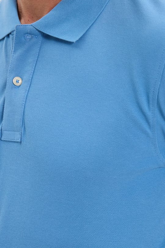 Erkek Slim Fit Dar Kesim Premium Seri %100 Pamuk Yumuşak Dokulu Merserize Mavi Polo Yaka Tişört