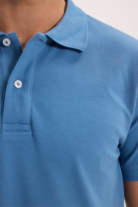 Erkek Slim Fit Dar Kesim Premium Seri %100 Pamuk Yumuşak Dokulu Merserize İndigo Polo Yaka Tişört 