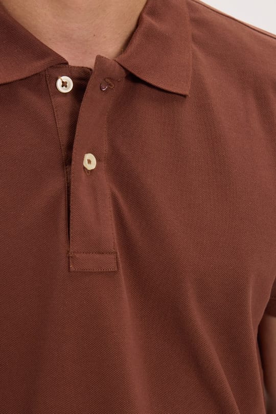 Erkek Slim Fit Dar Kesim Premium Seri %100 Pamuk Yumuşak Dokulu Merserize Kahverengi Polo Yaka Tişört 