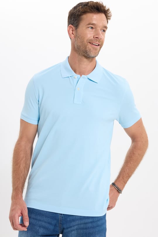 Erkek Slim Fit Dar Kesim Premium Seri %100 Pamuk Yumuşak Dokulu Merserize Mavi Polo Yaka Tişört