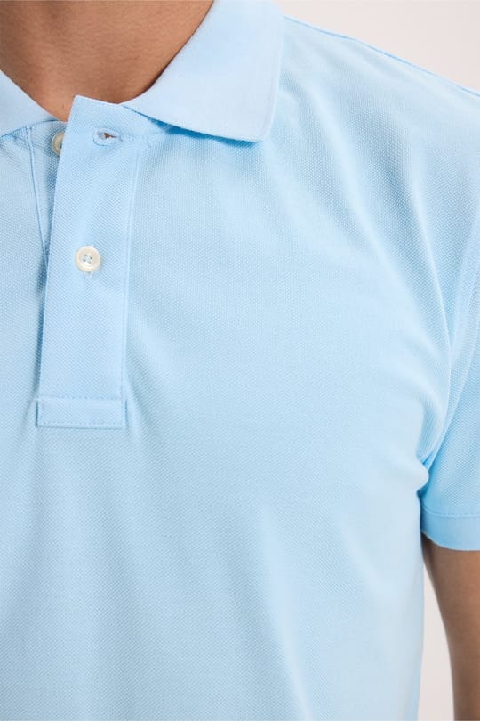 Erkek Slim Fit Dar Kesim Premium Seri %100 Pamuk Yumuşak Dokulu Merserize Mavi Polo Yaka Tişört 