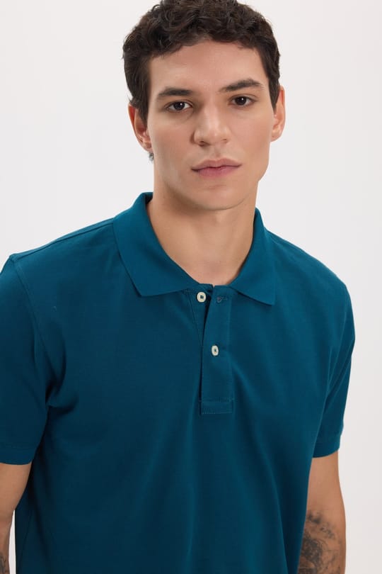 Erkek Slim Fit Dar Kesim Premium Seri %100 Pamuk Yumuşak Dokulu Merserize Petrol Polo Yaka Tişört 