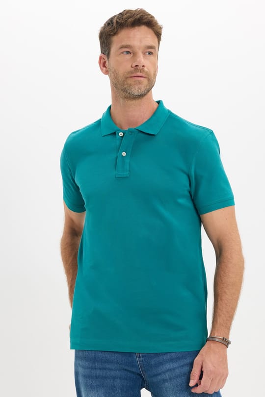 Erkek Slim Fit Dar Kesim Premium Seri %100 Pamuk Yumuşak Dokulu Merserize Yeşil Polo Yaka Tişört 
