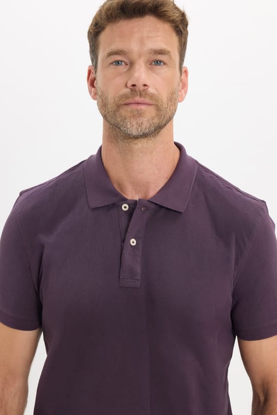 Erkek Slim Fit Dar Kesim Premium Seri %100 Pamuk Yumuşak Dokulu Merserize Mor Polo Yaka Tişört
