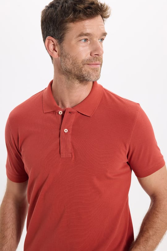 Erkek Slim Fit Dar Kesim Premium Seri %100 Pamuk Yumuşak Dokulu Merserize Kiremit Polo Yaka Tişört 