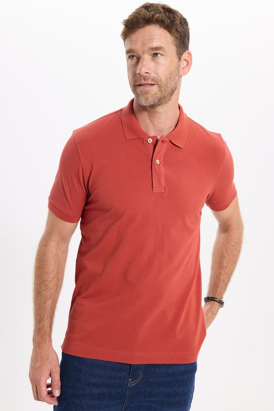 Erkek Slim Fit Dar Kesim Premium Seri %100 Pamuk Yumuşak Dokulu Merserize Kiremit Polo Yaka Tişört 