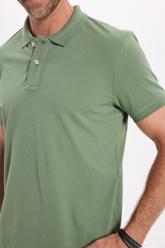 Erkek Slim Fit Dar Kesim Premium Seri %100 Pamuk Yumuşak Dokulu Merserize Yeşil Polo Yaka Tişört