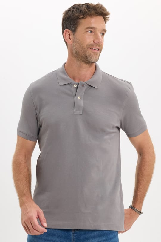 Erkek Slim Fit Dar Kesim Premium Seri %100 Pamuk Yumuşak Dokulu Merserize Gri Polo Yaka Tişört