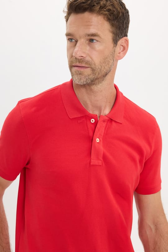 Erkek Slim Fit Dar Kesim Premium Seri %100 Pamuk Yumuşak Dokulu Merserize Kırmızı Polo Yaka Tişört
