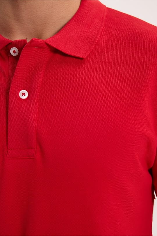 Erkek Slim Fit Dar Kesim Premium Seri %100 Pamuk Yumuşak Dokulu Merserize Kırmızı Polo Yaka Tişört 