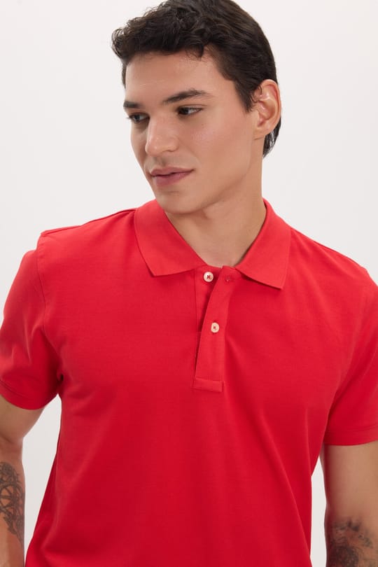 Erkek Slim Fit Dar Kesim Premium Seri %100 Pamuk Yumuşak Dokulu Merserize Kırmızı Polo Yaka Tişört 