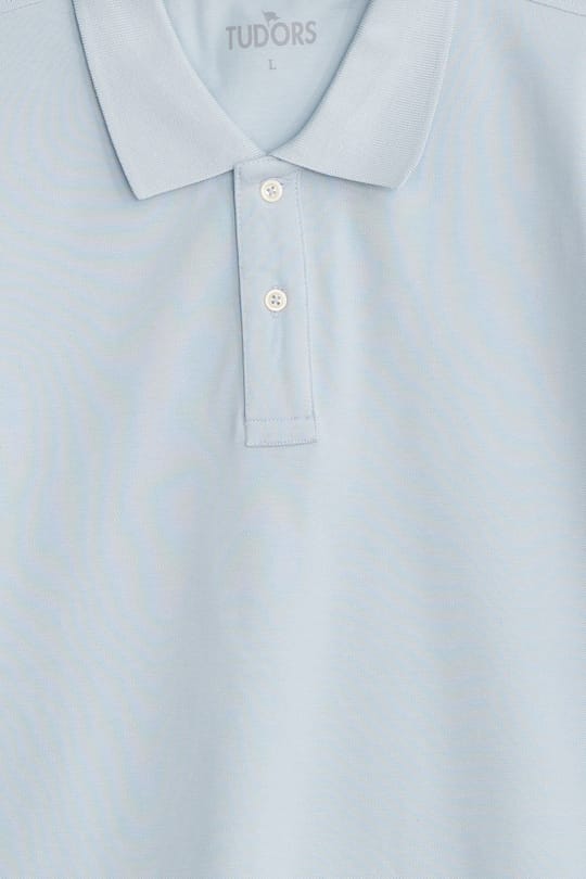 Erkek Slim Fit Dar Kesim Premium Seri %100 Pamuk Yumuşak Dokulu Merserize Açık Mavi Polo Yaka Tişört 
