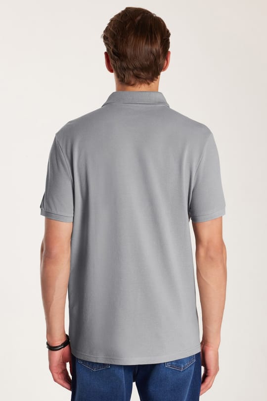 Erkek Slim Fit Dar Kesim Premium Seri %100 Pamuk Yumuşak Dokulu Merserize Gri Polo Yaka Tişört 