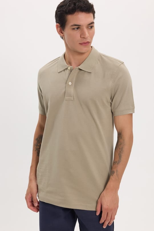 Erkek Slim Fit Dar Kesim Premium Seri %100 Pamuk Yumuşak Dokulu Merserize Kahve Polo Yaka Tişört 