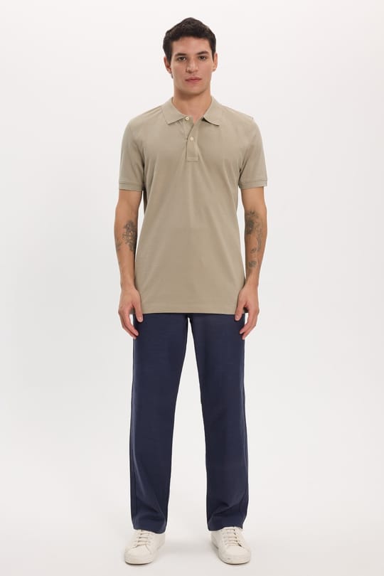 Erkek Slim Fit Dar Kesim Premium Seri %100 Pamuk Yumuşak Dokulu Merserize Kahve Polo Yaka Tişört 