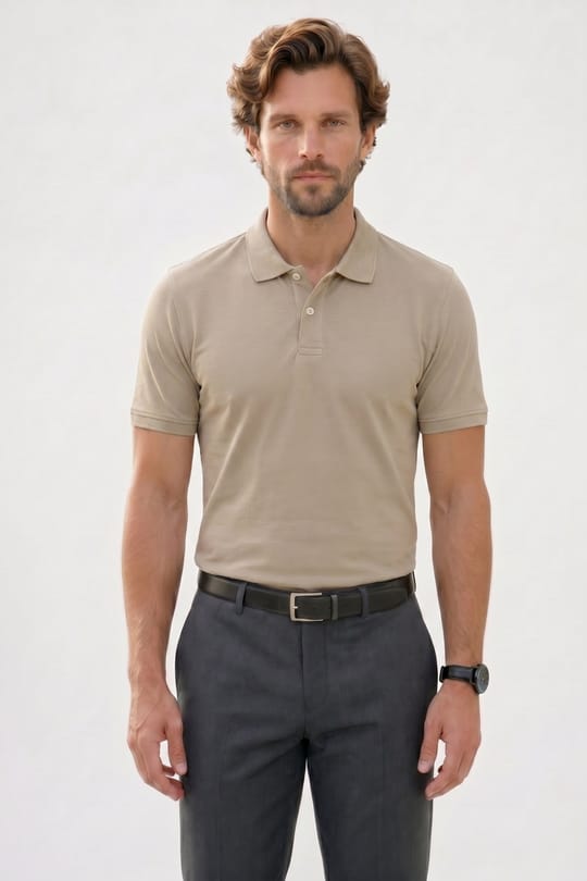 Erkek Slim Fit Dar Kesim Premium Seri %100 Pamuk Yumuşak Dokulu Merserize Kahve Polo Yaka Tişört 