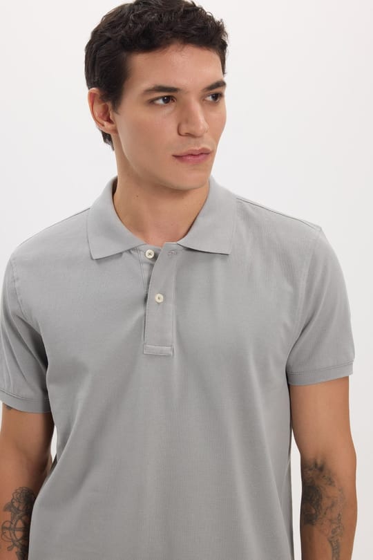Erkek Slim Fit Dar Kesim Premium Seri %100 Pamuk Yumuşak Dokulu Merserize Gri Polo Yaka Tişört 